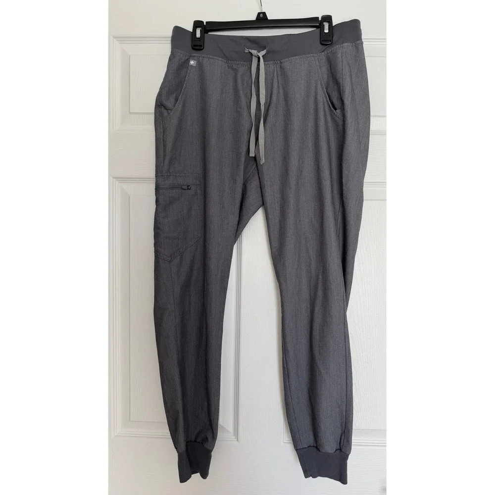 FIGS Technical Collection Zamora Jogger Scrub Pants Heather Charcoal Gray Medium